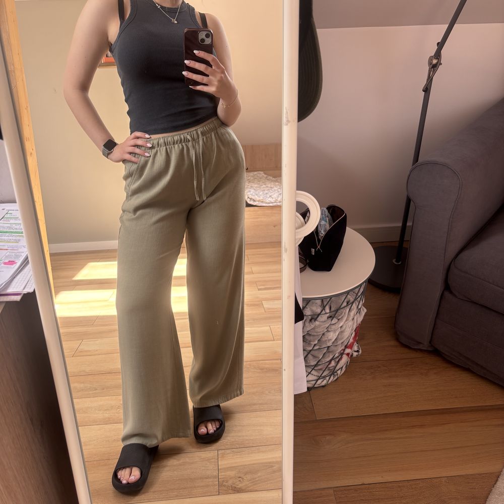 Spodnie lniane khaki (NOWE)