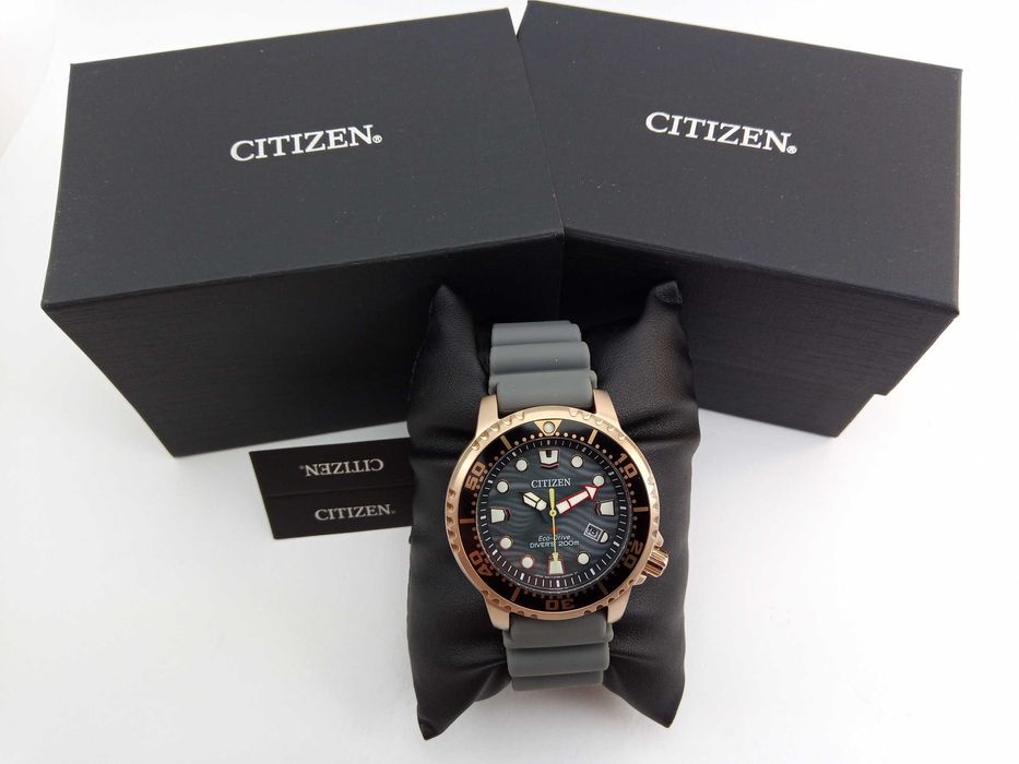 Японские мужские 200м дайверские часы Citizen Eco-Drive BN0163-00H