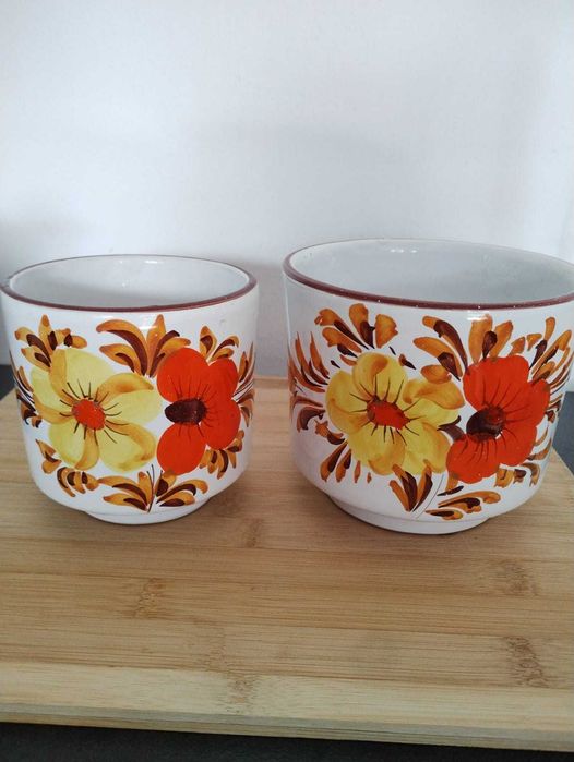 Doniczki Italy w kwiaty malowane