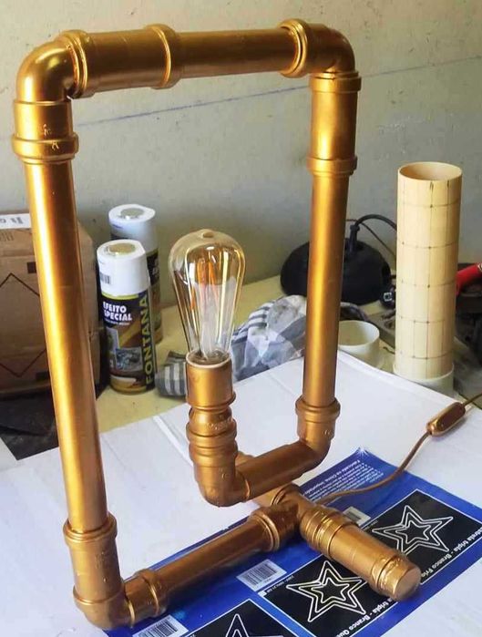 Candeeiro Rustico em tubo PVC