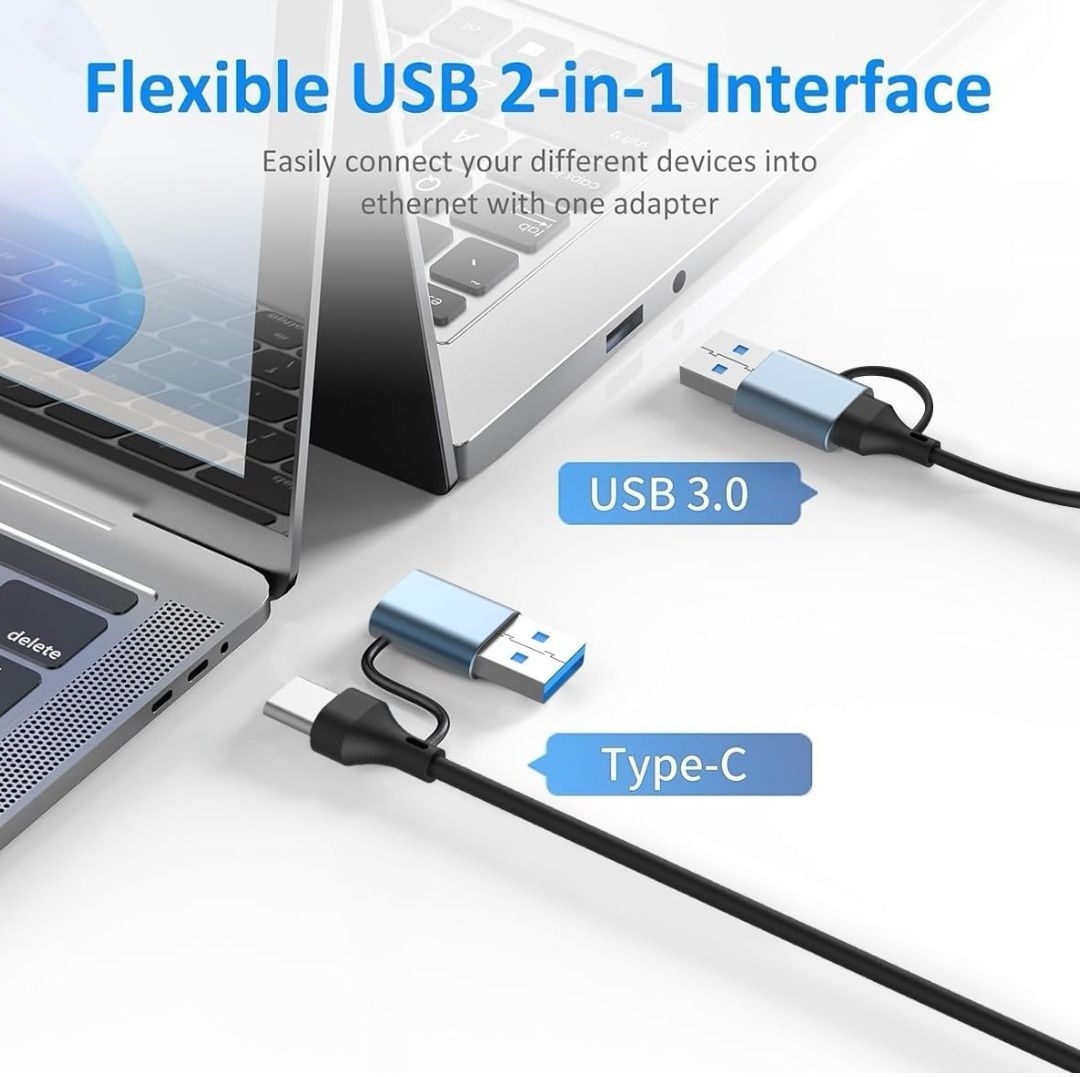 Adapter USB LAN Adapter Ethernet USB C 2,5 Gb/s Adapter sieciowy USB 3
