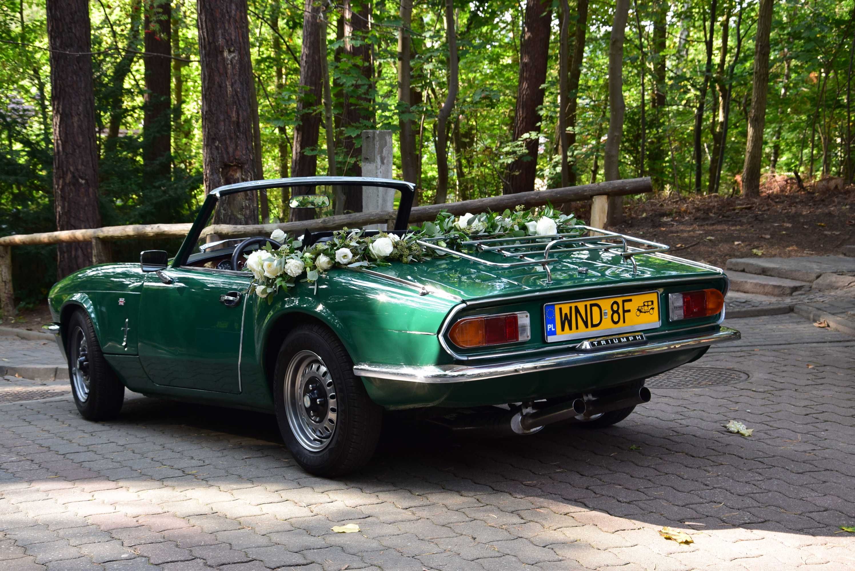 TRIUMPH SPITFIRE auto do ślubu, zabytkowe cabrio, wynajem, boho