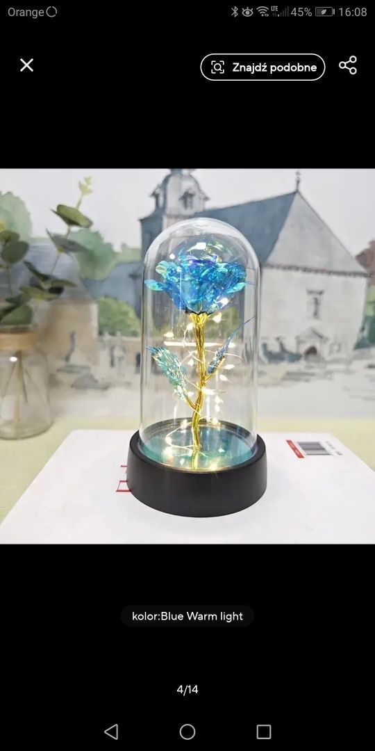 Nowa Świecąca róża niebieskie ciepłe światło lampka LED
