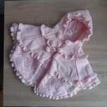 narzutka ponczo LITTLE NOSH 3-6m pudrowy róż