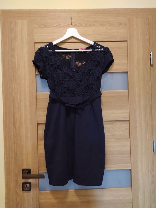 Ciążowa sukienka Happymum z krótkim XS elegancka do karmienia chrzest