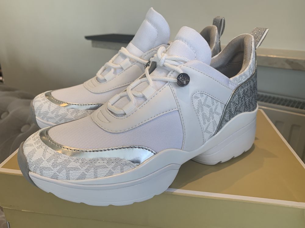Buty Michael Kors M6(36,5/37) biało srebrne sneakersy. Nowe,oryginał
