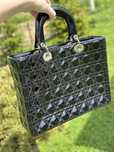 Lady Dior, Elegancka, duża, czarna torebka damska