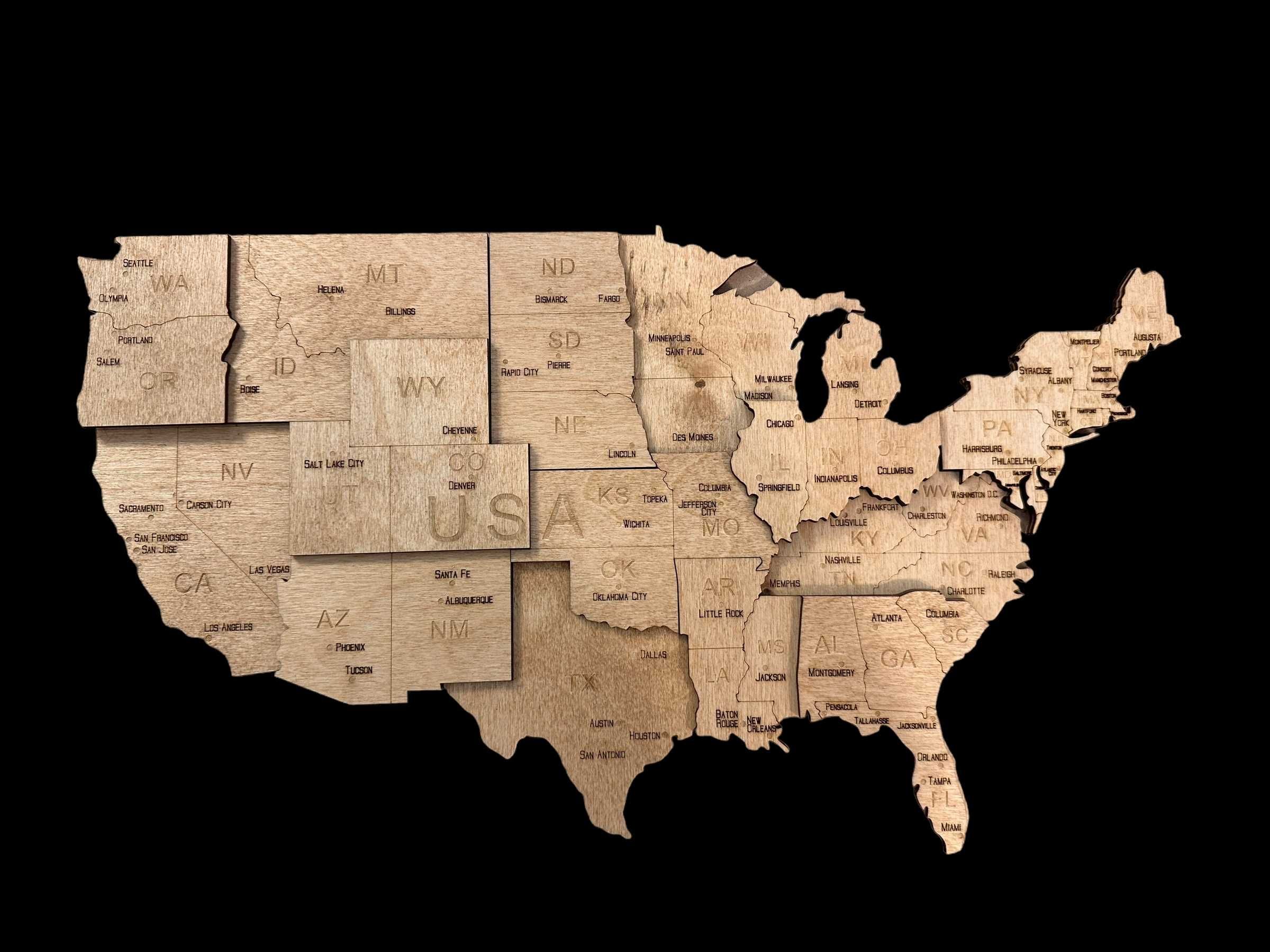 Mapa 3D drewniana USA-Winchester 116cm Stany Zjednoczone, U.S.A.