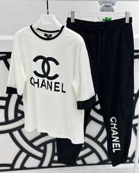 NEW SEASON| Женский костюм Chanel| M-L| белый|футболка|штаны|LUX