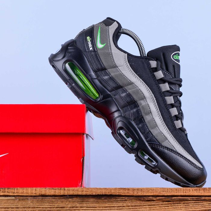 (2008) Чоловічі Кросівки Nike Air Max 95 чорні з салатовим і сірим