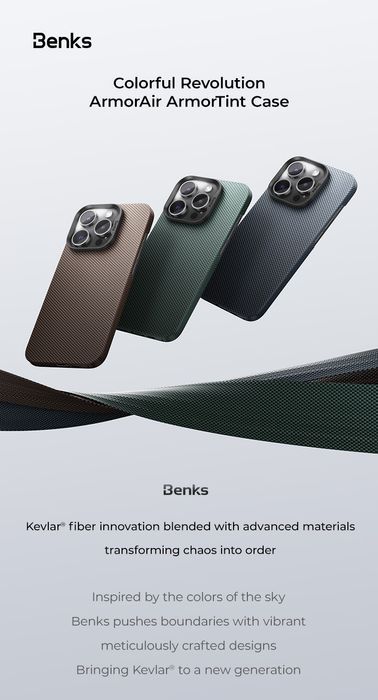 Benks Etui Magnetic Armor Tint Kevlar 1000D (S063) Do Iphone 16 Złoty