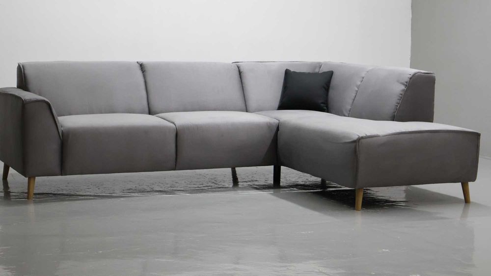 TLY NOWOCZESNY NAROŻNIK kanapa sofa popielata tkanina rogówka salon