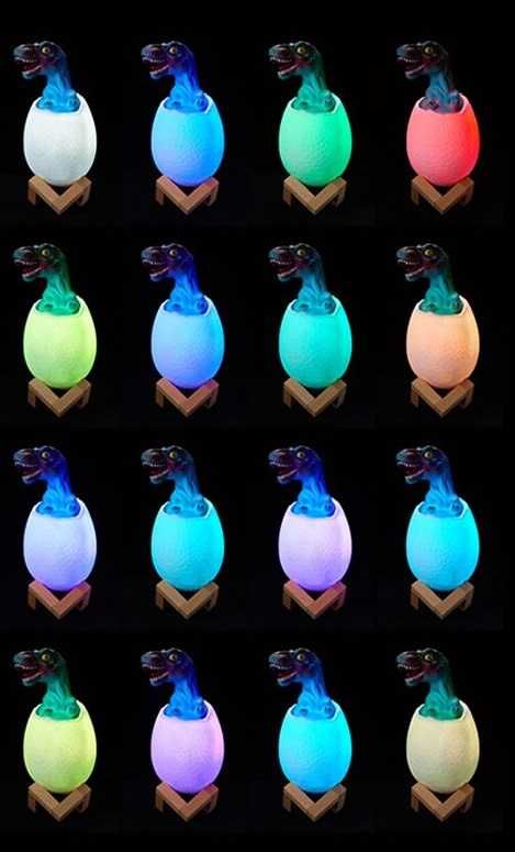 Детский светильник/ночник с разноцветной подсветкой "Динозаврик в яйце