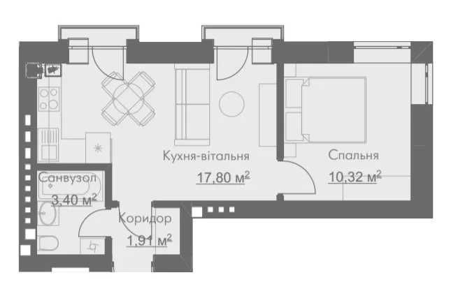Однокімнатна квартира в новобудові