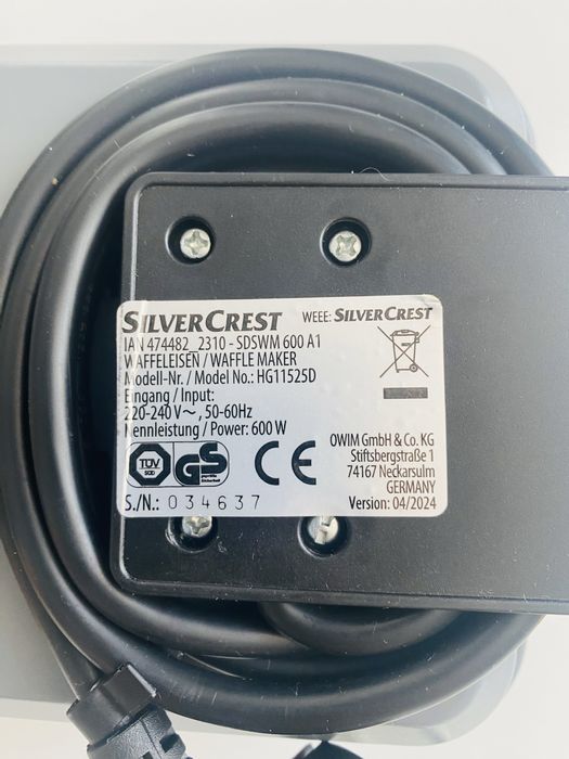 Сендвічниця Silver Crest SDSWM 600 A1, Вафельниця