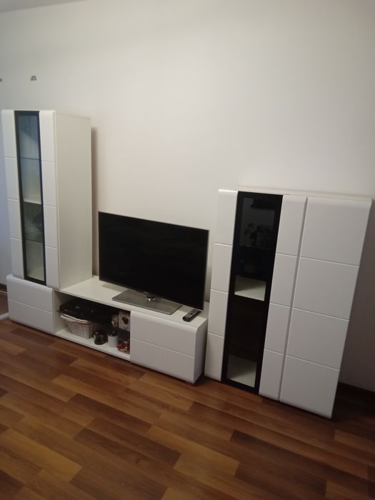 Zestaw mebli do salonu meble 3 częściowe białe na wysoki połysk z Agat