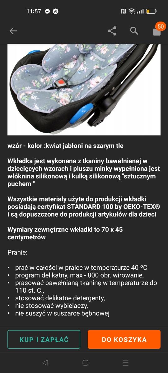 Wkładka redukcyjna do fotelika