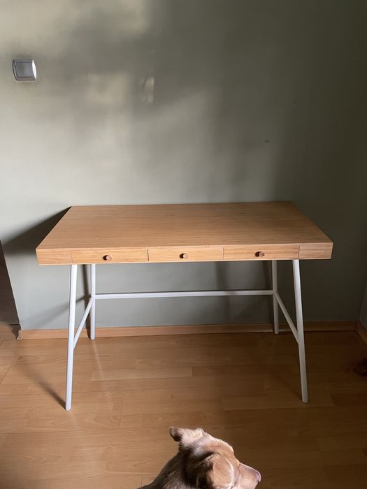 Ikea LILLÅSEN Biurko, bambus, 102x49 cm stolik stol