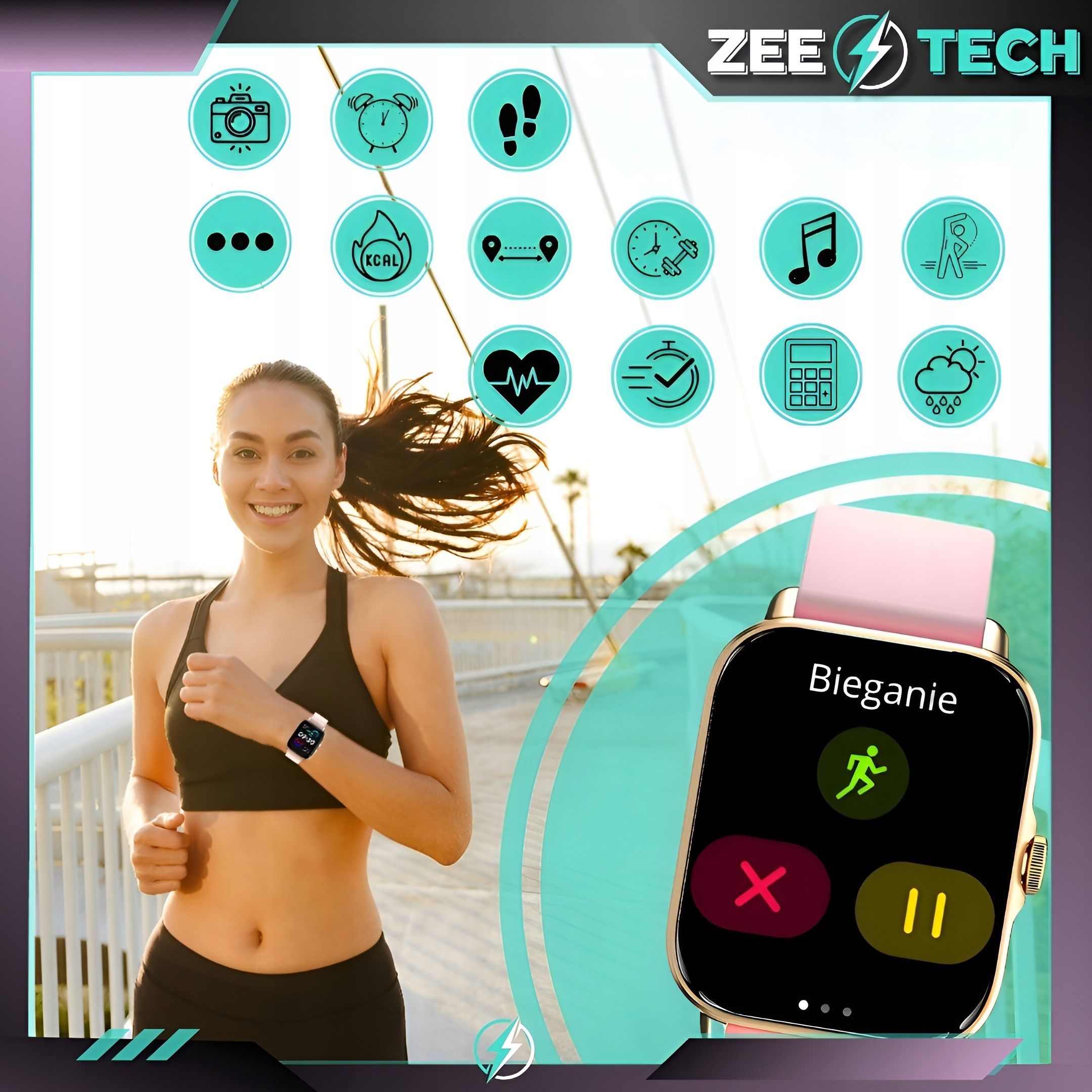 Smartwatch Damski Zegarek Polskie Menu Rozmowy Ekg Smart Watch 4 Paski