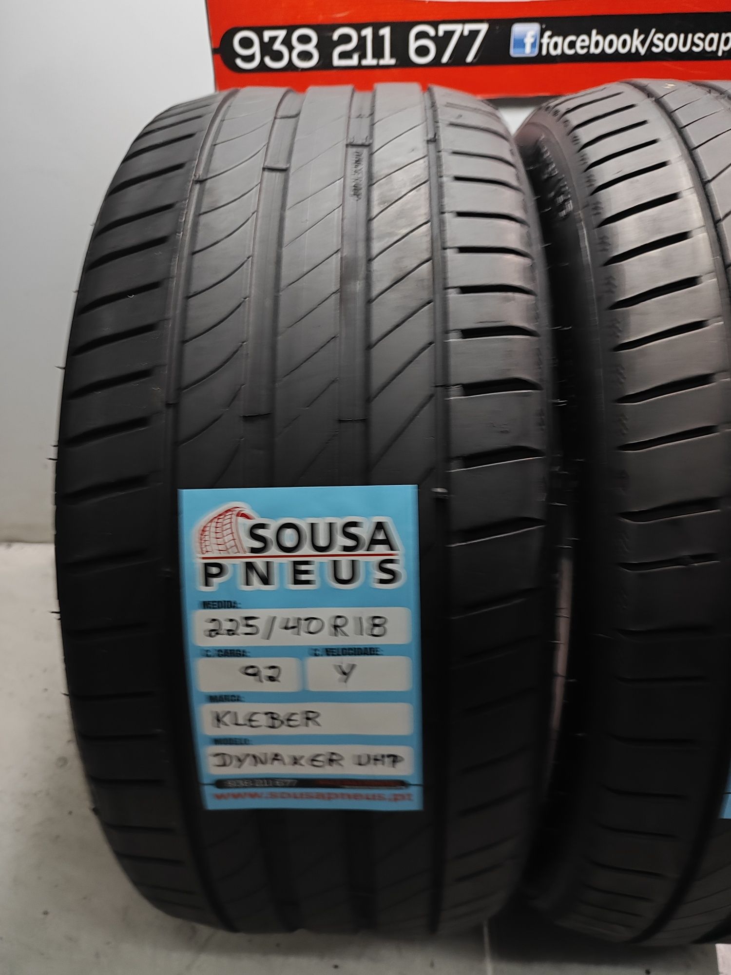 2 pneus semi novos Kleber 225/40R18 92Y Oferta dos Portes