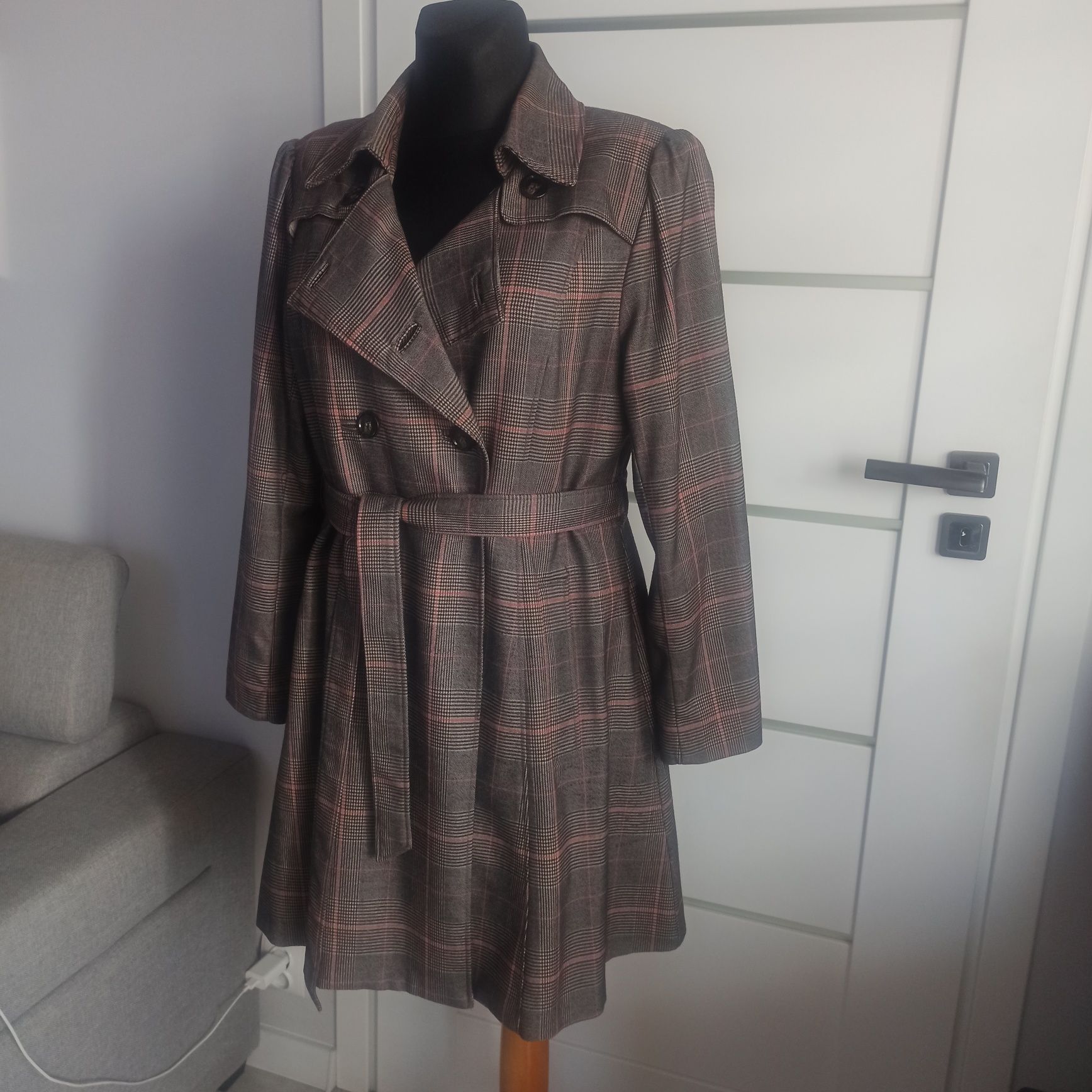 Płaszcz H&M w kratkę prochowiec rozmiar 46