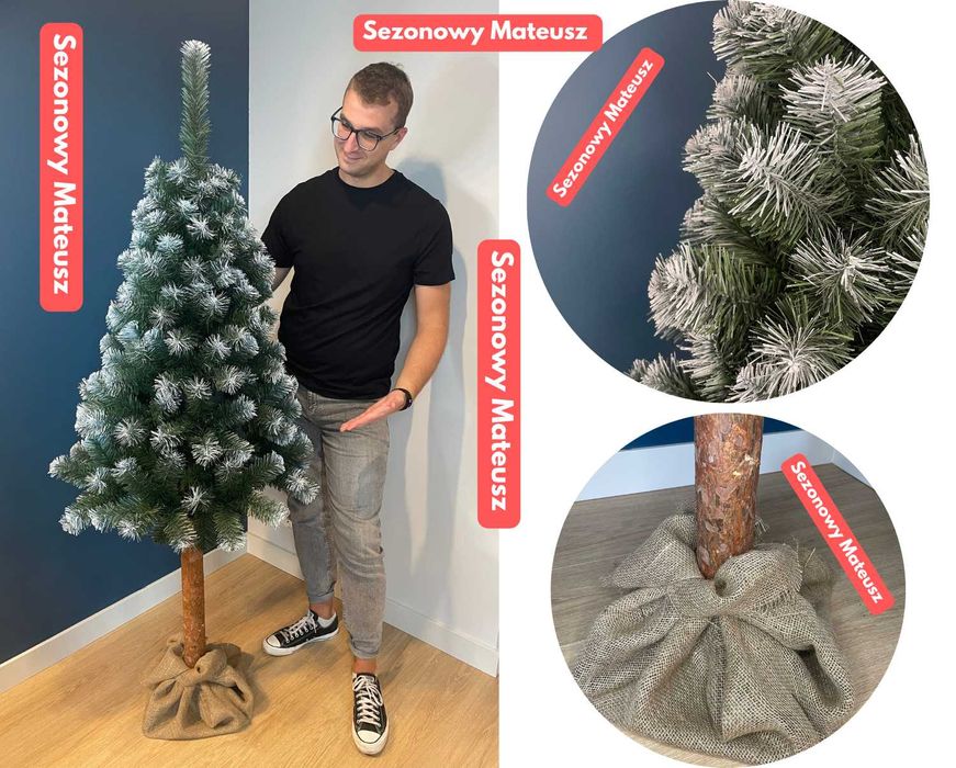 Sosna Diamentowa na Pniu 180 cm Choinka Sztuczna Premium od Producenta