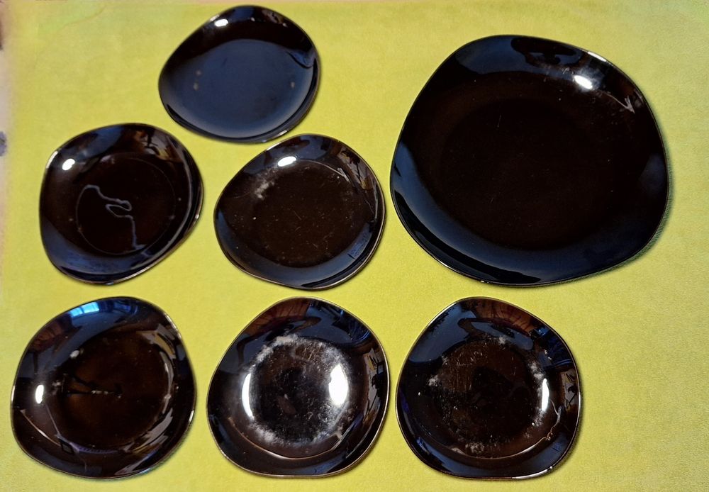 Komplet ceramika czarna PRL Pruszków