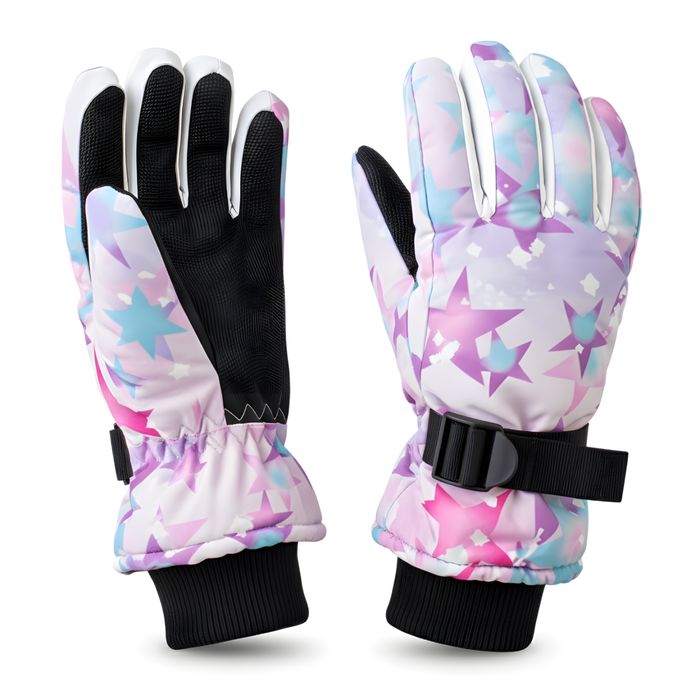 Rękawice narciarskie zimowe na narty rozmiar M dłoń 19 cm fioletowe