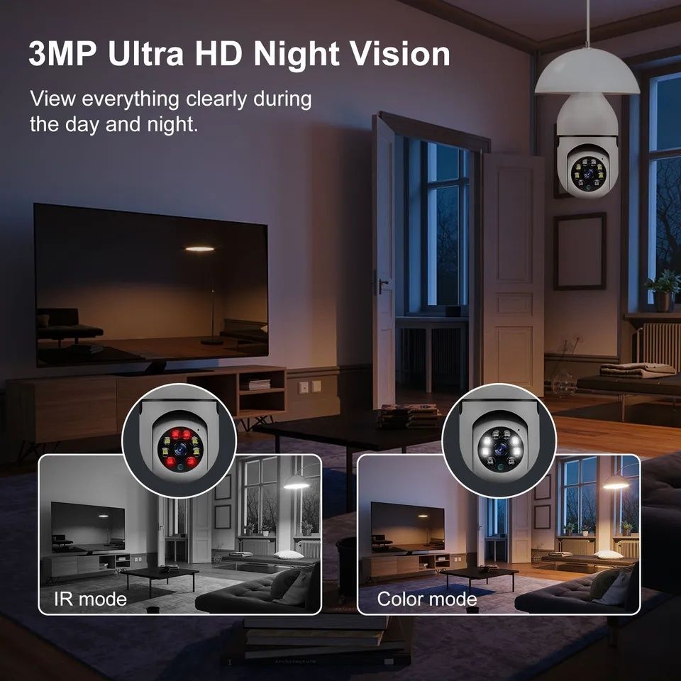 Câmara  de Seguranca 1080P Wifi Smart 360 Vigilancia Interna Exterior