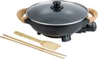 Elektryczna Patelnia Wok 32cm 1500W 5 litrów, Pokrywa Szklana, Łopatki