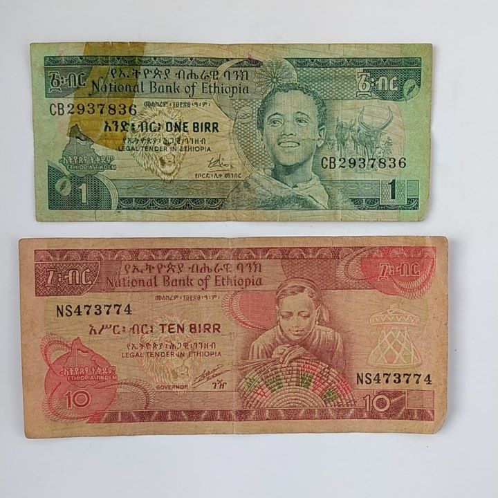 Zestaw banknotów 1 i 10 birr Etiopia