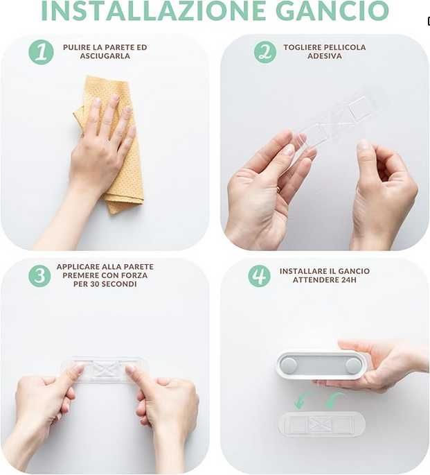 Uchwyt wieszak na szczotki mopy organizer 2 sztuki w zestawie BIALY