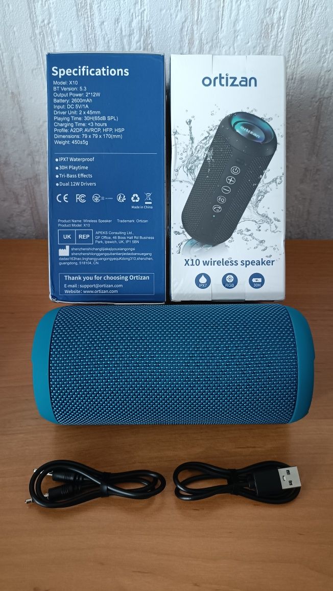 Głośnik Ortizan X10 24W Bluetooth 5.3 MicroSD jack 3,5mm RGB