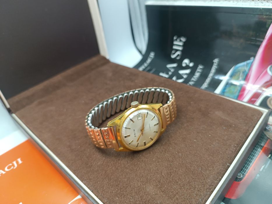 Zegarek prim mechaniczny pozłacany au Czechosłowacja