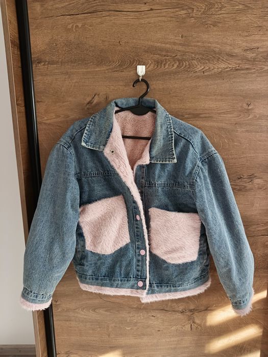 Kurtka damska ciepła jeansowa katana zimowa ocieplana