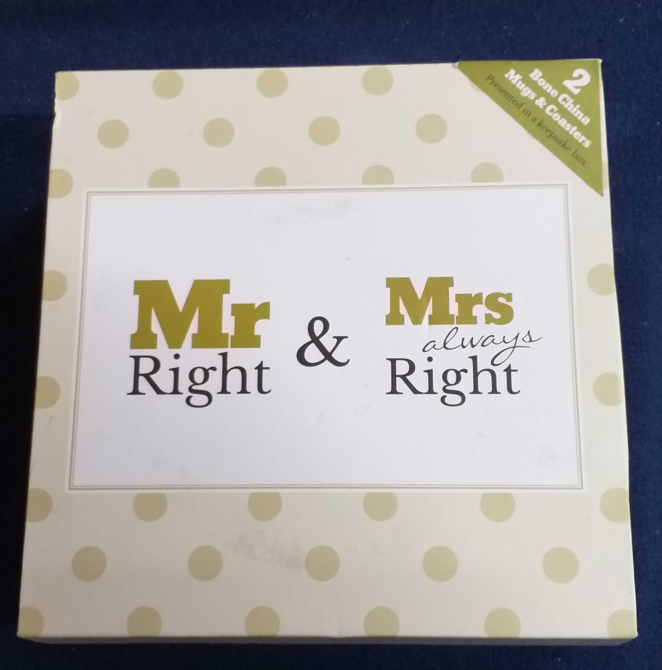 Подарочный набор чашек с подставками Mrs и Mr Right