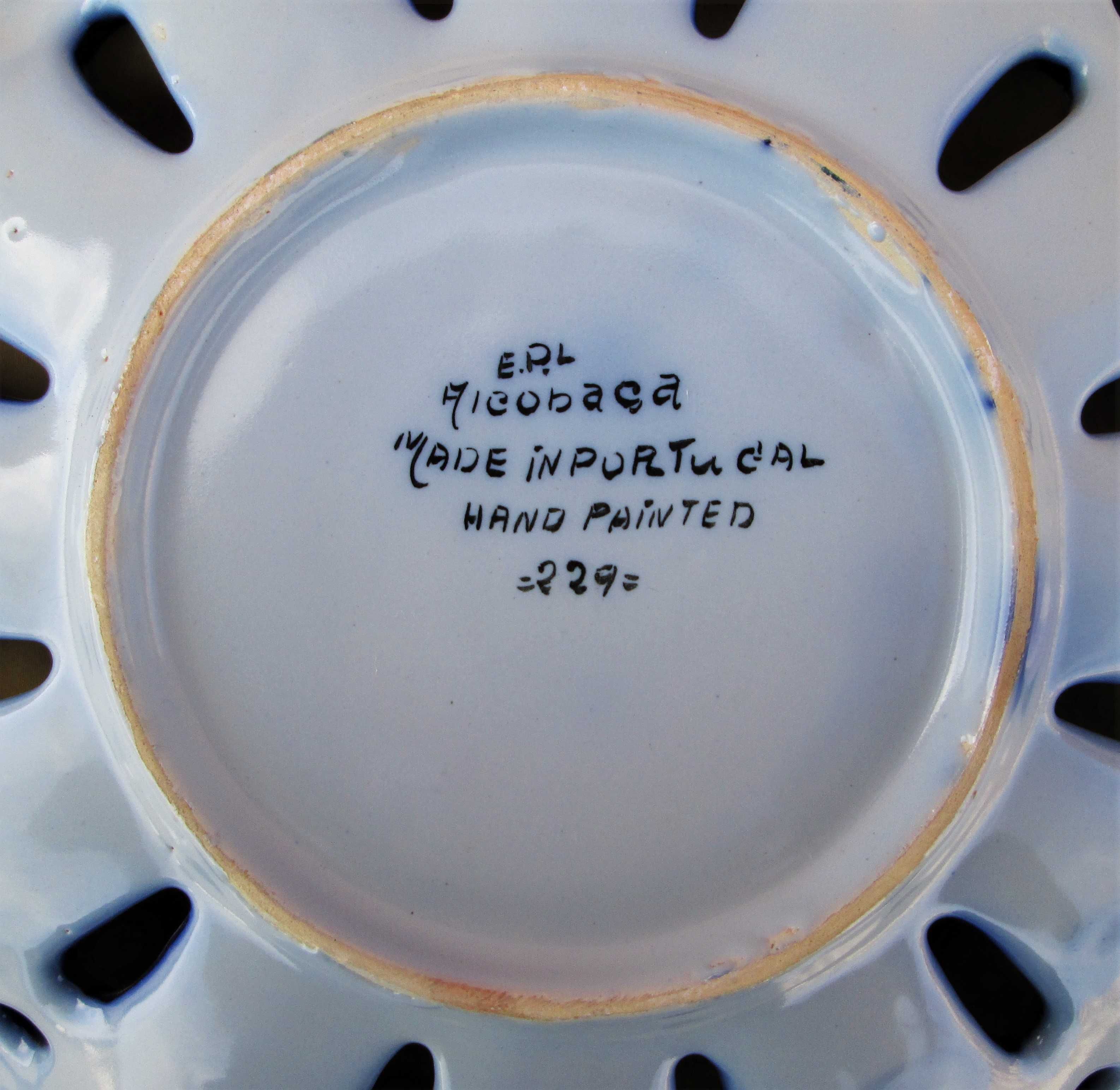 Antigo Grande Prato Decorativo em Faiança de ALCOBAÇA, EPL anos 50