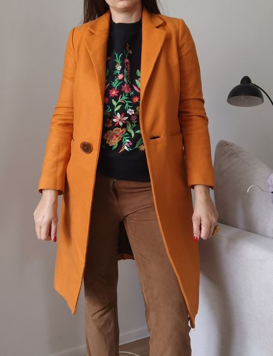 Wełniany płaszcz na jesień, przejściowy Mango, S