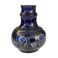 Kobaltowy ceramiczny wazon Strehla Keramik, Niemcy lata 60.