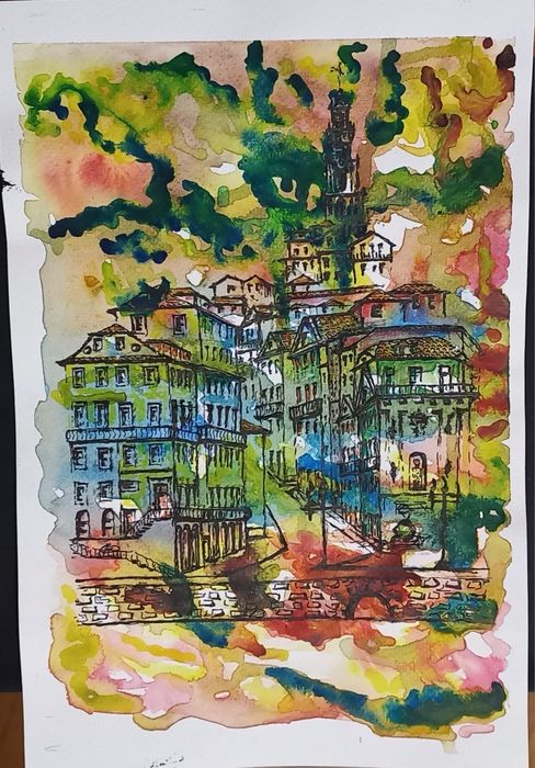 Ribeira Porto aguarela
