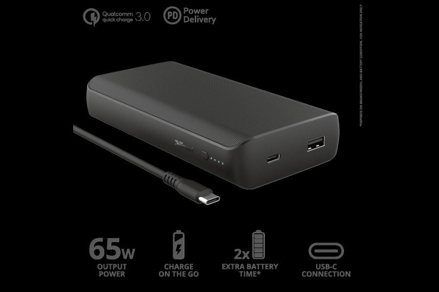 Повербанк для ноутбука Trust Laro 65W USB-C Laptop Powerbank 20000 mAh