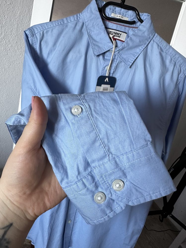Tommy Jeans koszula niebieska elegancka rozmiar S