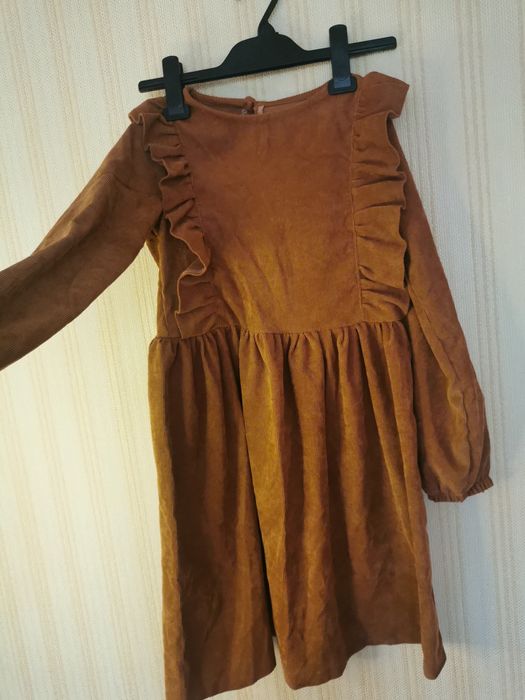 Вельветовые платья, шоколад, , тёплые, длинный рукав