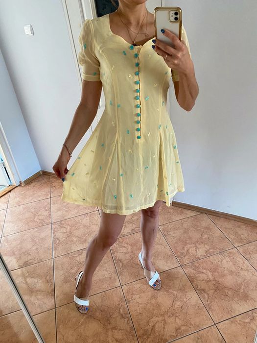 Nishe mgiełka tiulowa żółta kanarkowa szyfon tiul 36 S na lato wesele