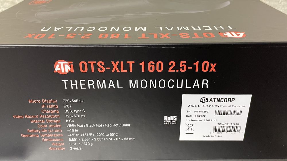 Тепловізійний монокуляр АТN OTS-XLT 160 2,5-10Х