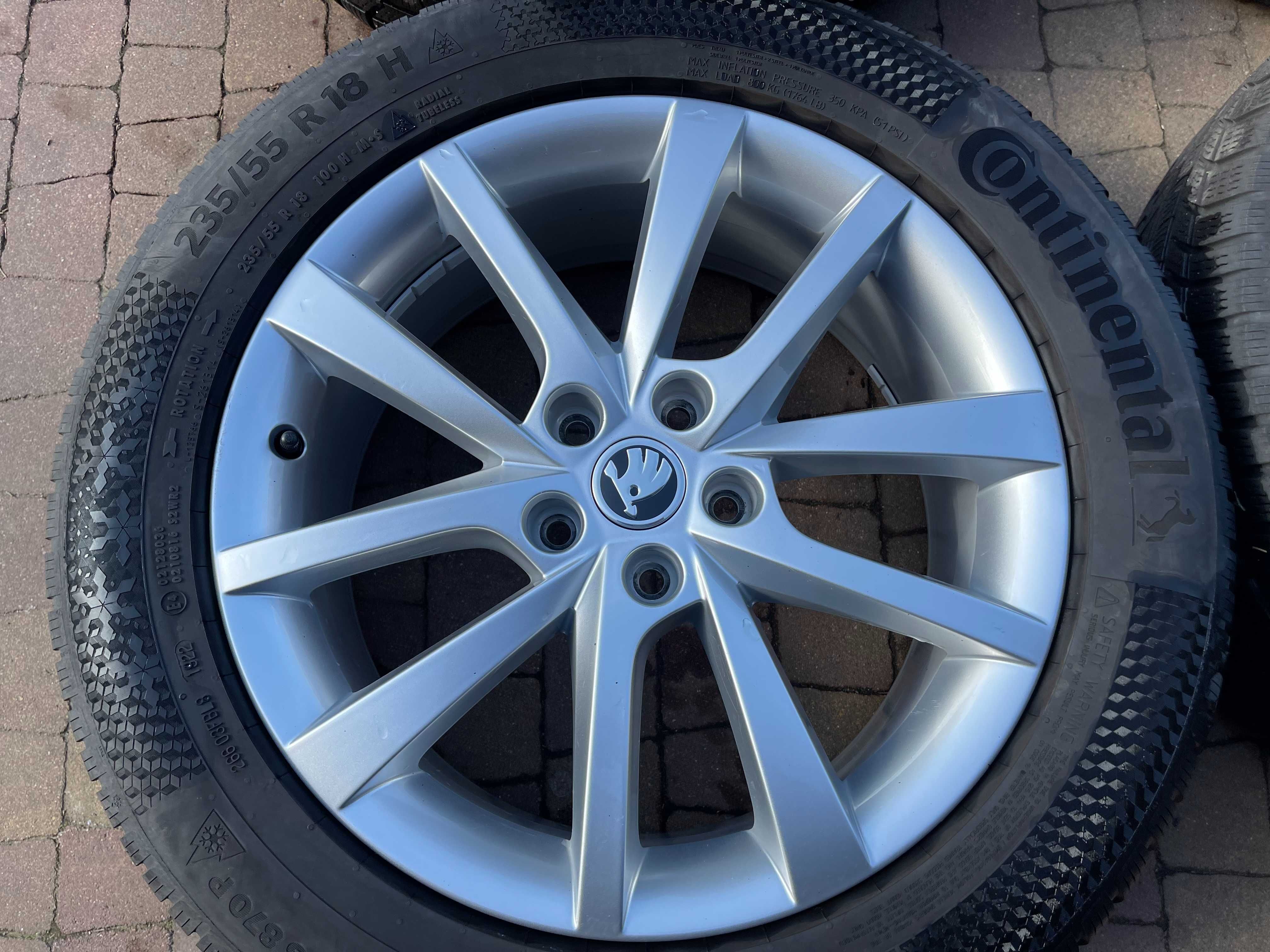 3768. Koła zimowe Skoda Kodiaq oryginalne 5x112 235/55/18 Continental