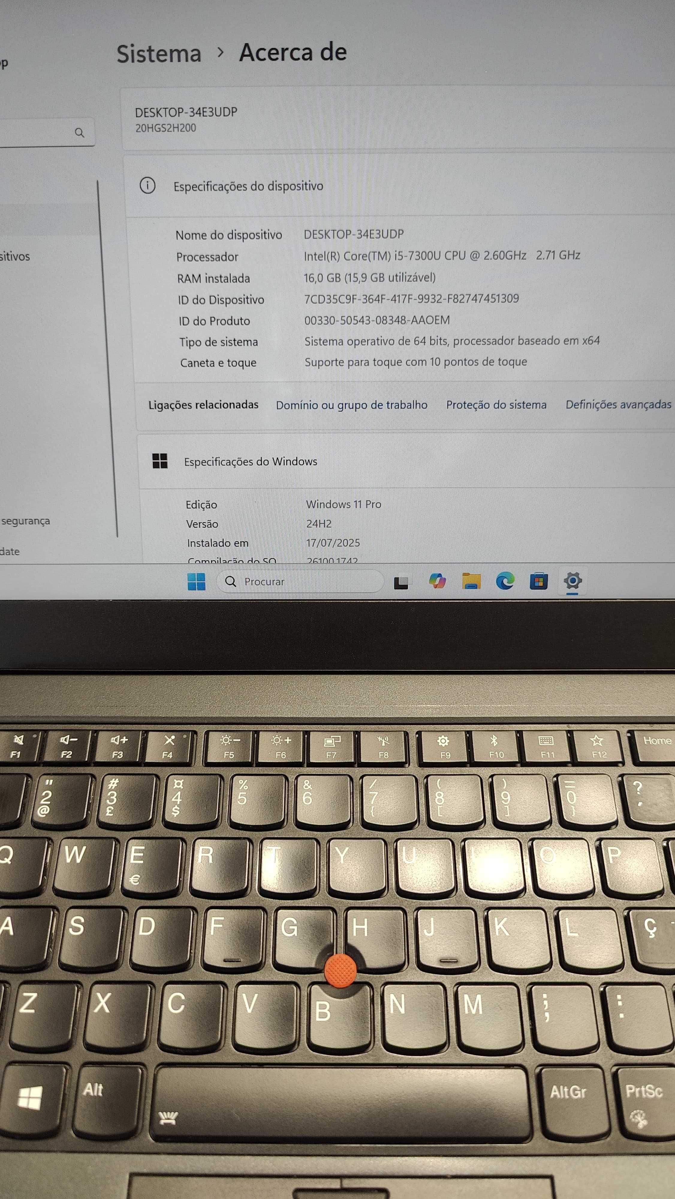 Lenovo Thinkpad T470S (c/ Upgrade 16Gb e Windows11Pro)