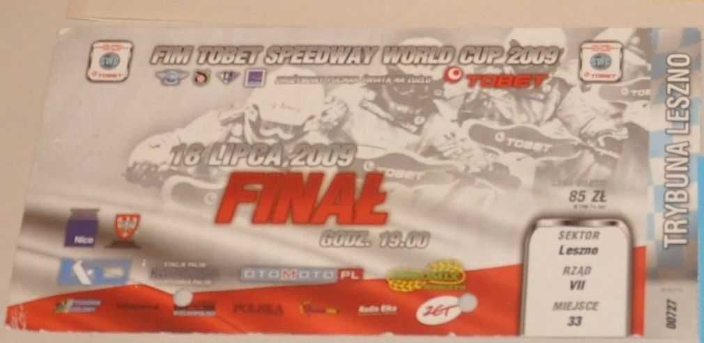Programy żużlowe DPŚ  SWC 2009 i 2017 bilety 2007 i 2009 i 2017