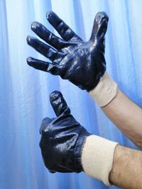 Перчатки нитрильные (с нитриловым покрытием) МБС синие, рабочие