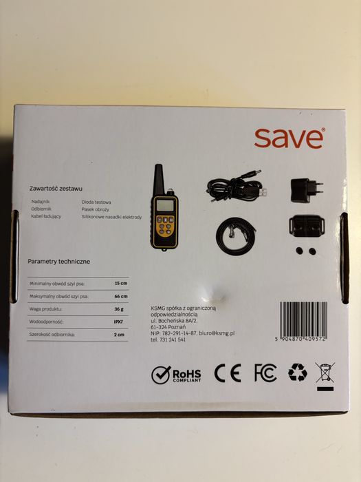 Obroża elektryczna dla psa Save S-88- treningowa, wodoodporna, pilot,